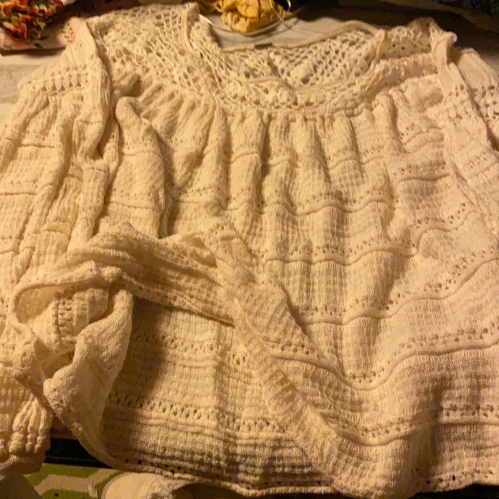 Large oversized cream colored sweater by free people